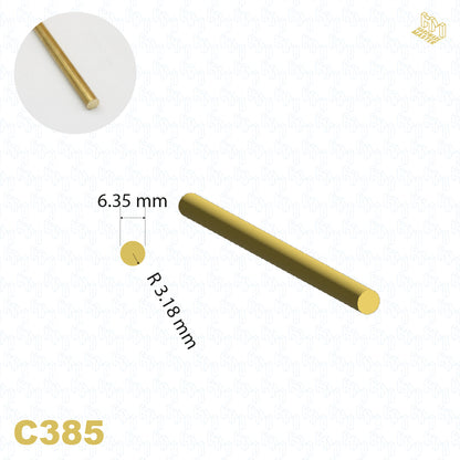 Brass Solid Rod – C385 Alloy | 6.35mm Diameter | Custom Lengths Available