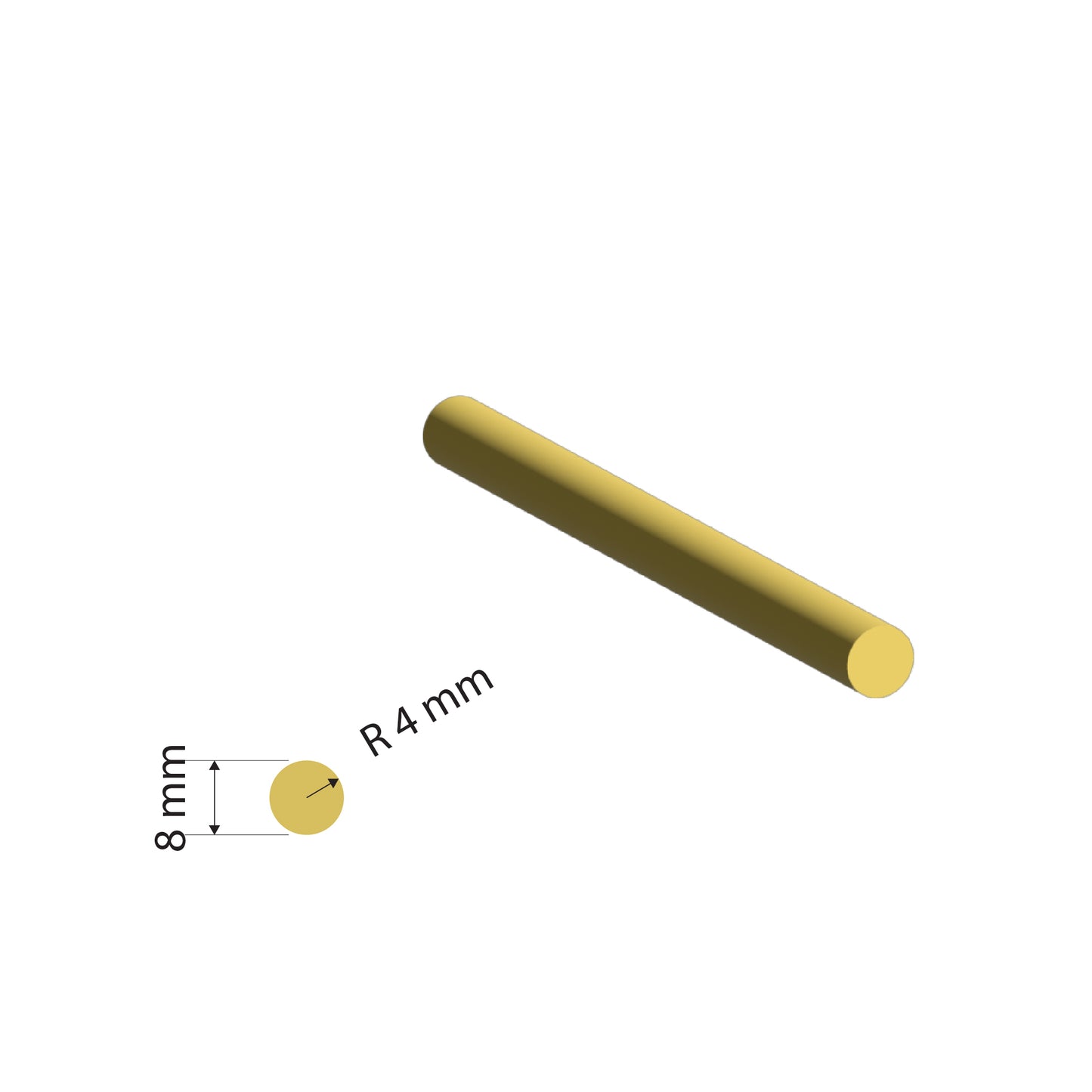 Brass Solid Rod | Ø8mm | C385 Alloy | Custom Length