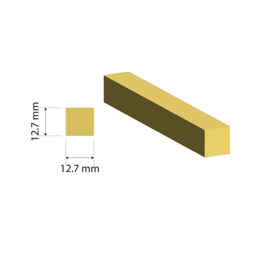 Brass Solid Square Rod | 12.7x12.7mm | C385 Alloy | Custom Length