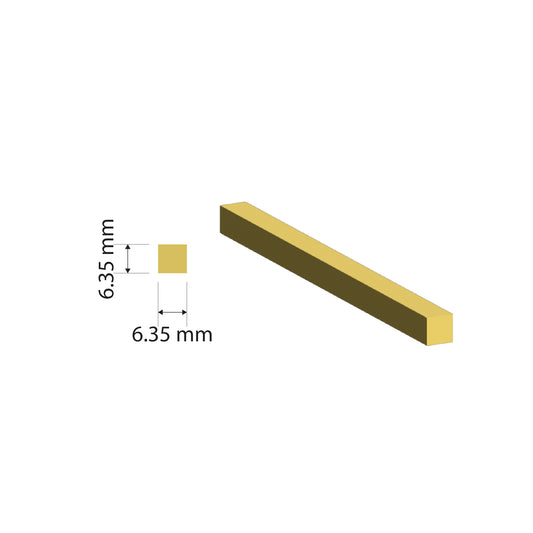 Brass Solid Square Rod | 6.35x6.35mm | C385 Alloy | Custom Length