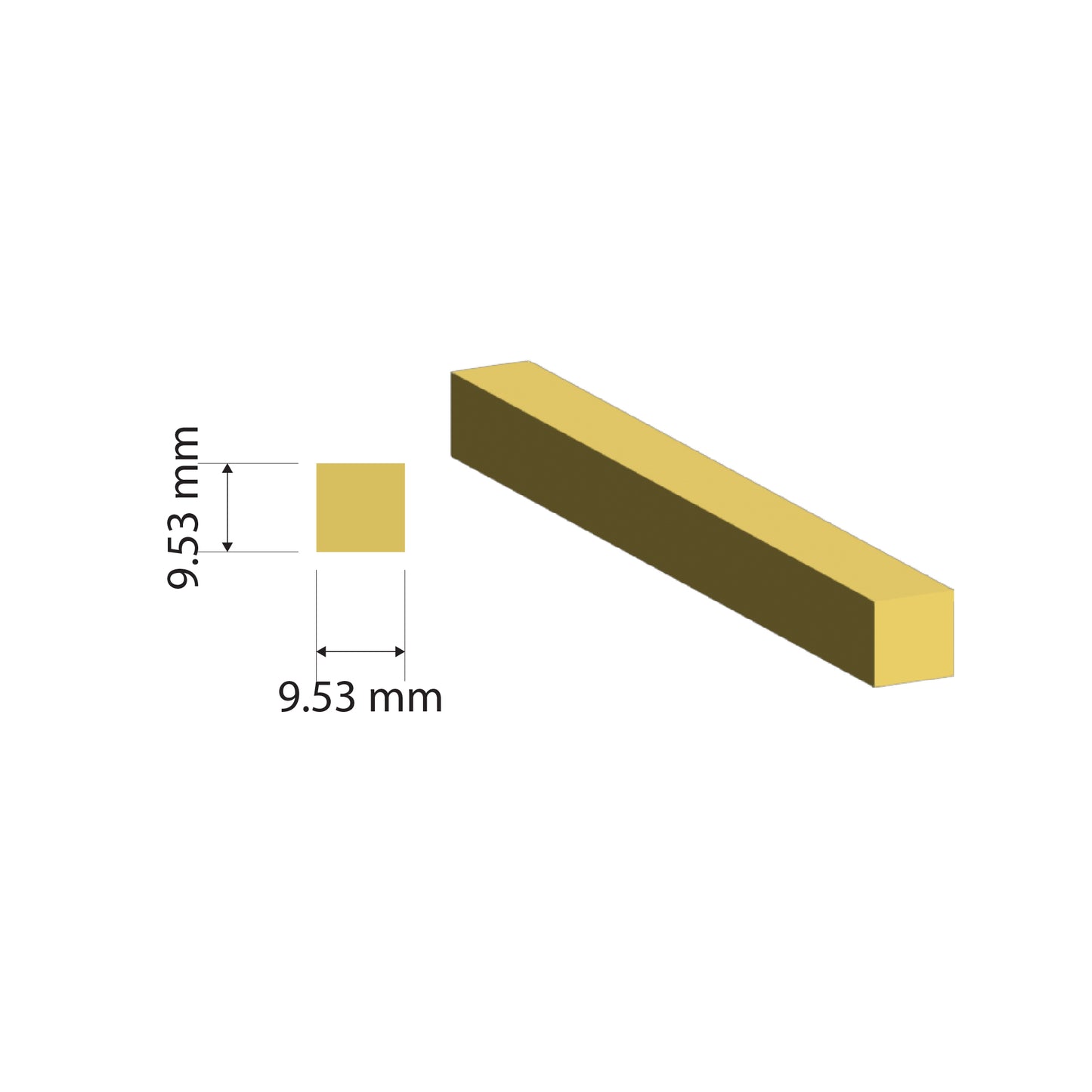 Brass Solid Square Rod | 9.53x9.53mm | C385 Alloy | Custom Length