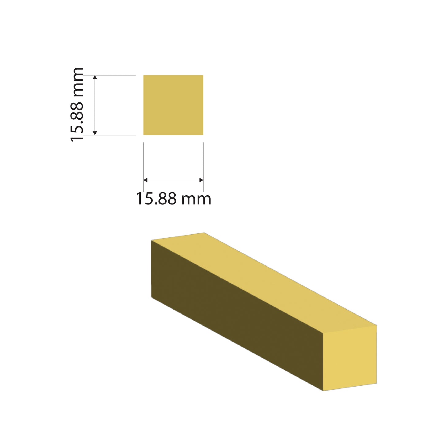Brass Solid Square Rod | 15.88x15.88mm | C385 Alloy | Custom Length