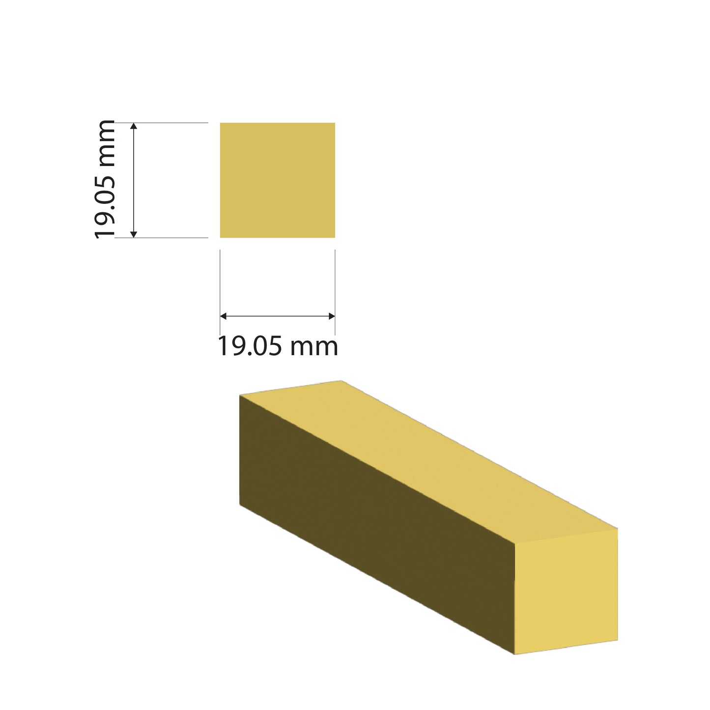 Brass Solid Square Rod | 19.05x19.05mm | C385 Alloy | Custom Length