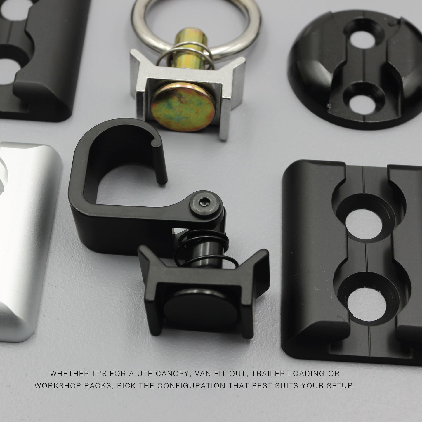 Black Cargo L Track 360 Degrees Hook