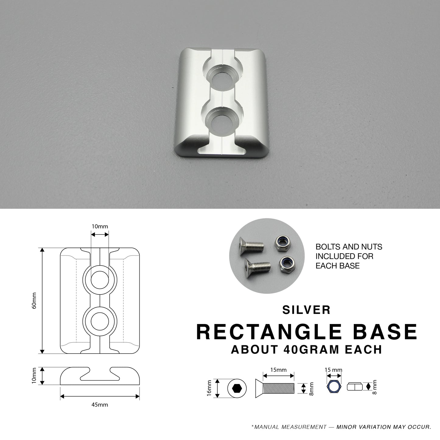 Aluminium Silver Cargo L Track Flush Mount Rectangle Base