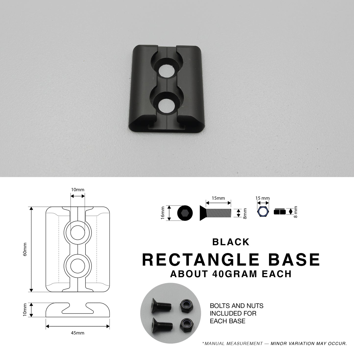 Aluminium Black Cargo L Track Flush Mount Rectangle Base