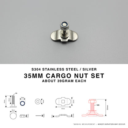 S304 Silver Cargo L Track 35mm Nut Set