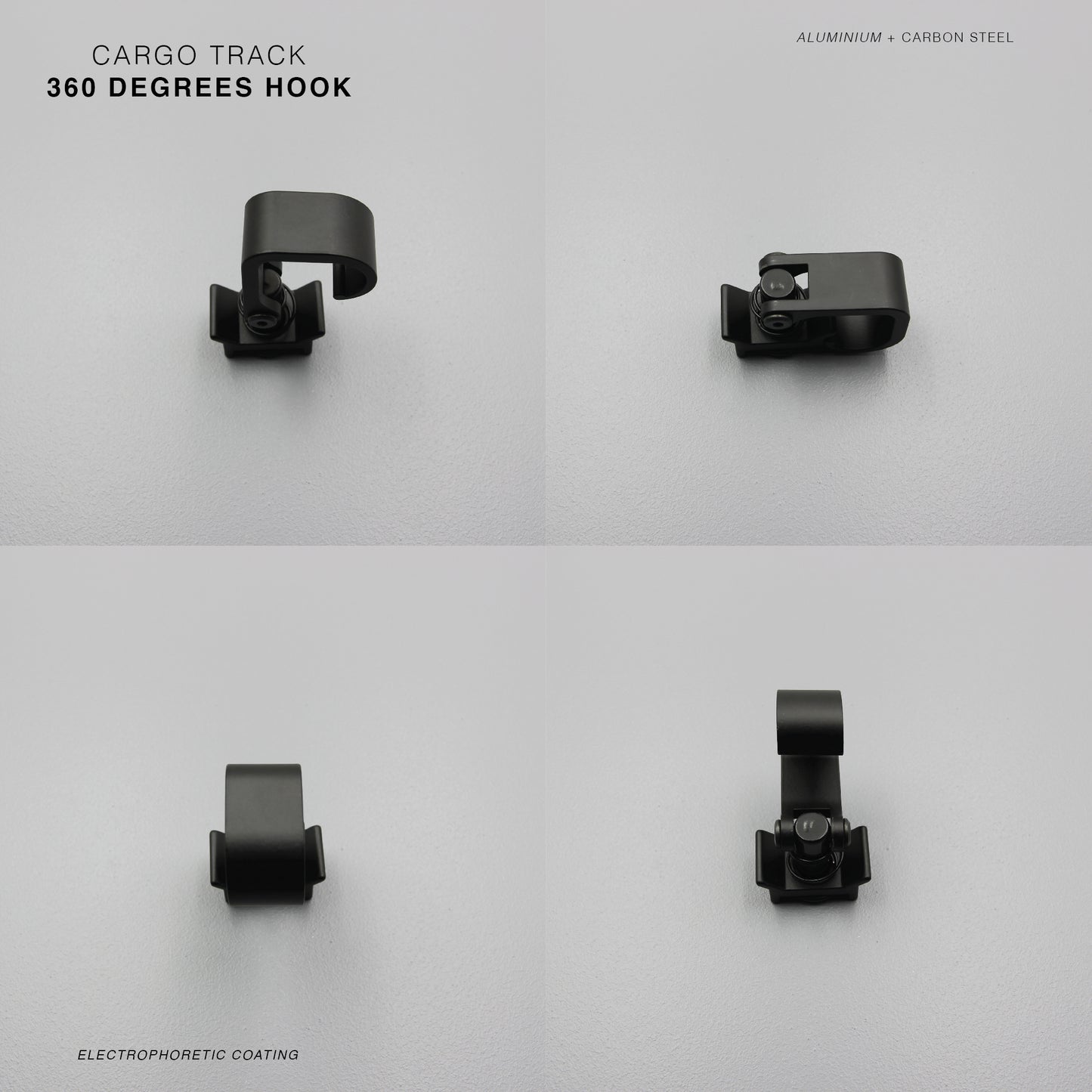 Black Cargo L Track 360 Degrees Hook