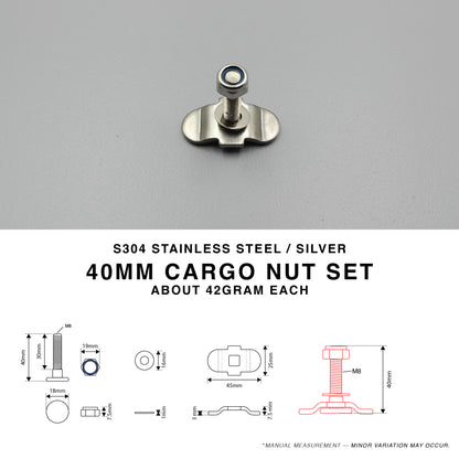 S304 Silver Cargo L Track 40mm Nut Set