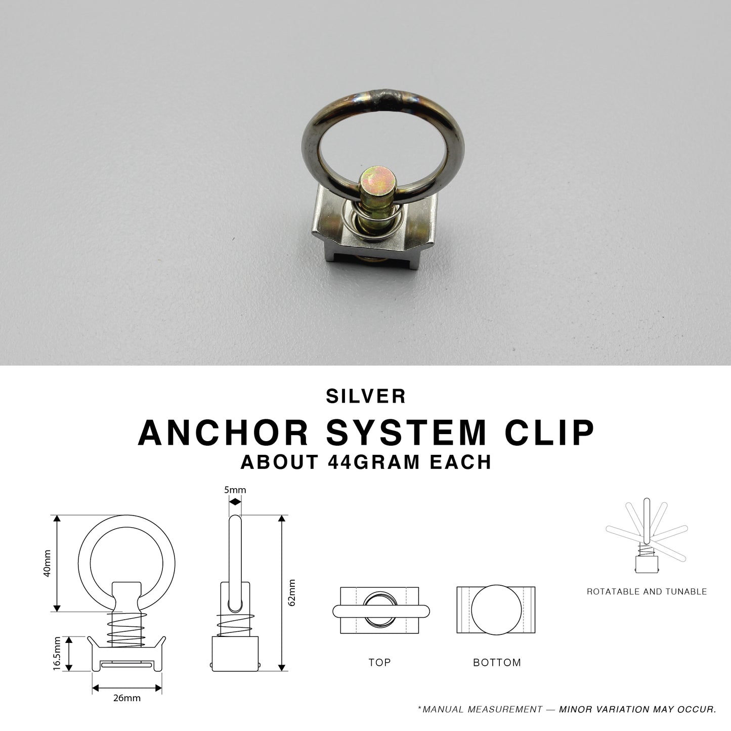 Silver Cargo L Track Anchor Ring Clip