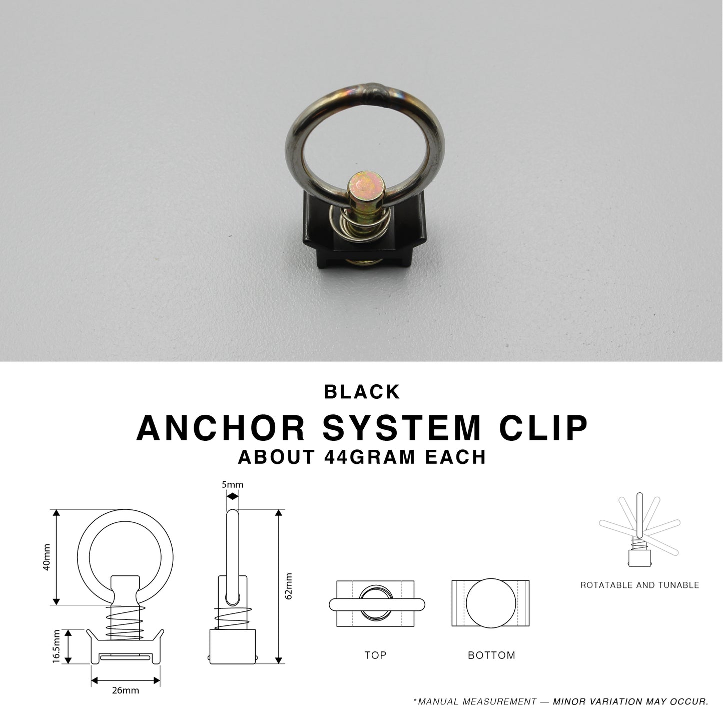 Black Cargo L Track Anchor Ring Clip