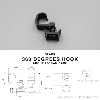 Black Cargo L Track 360 Degrees Hook