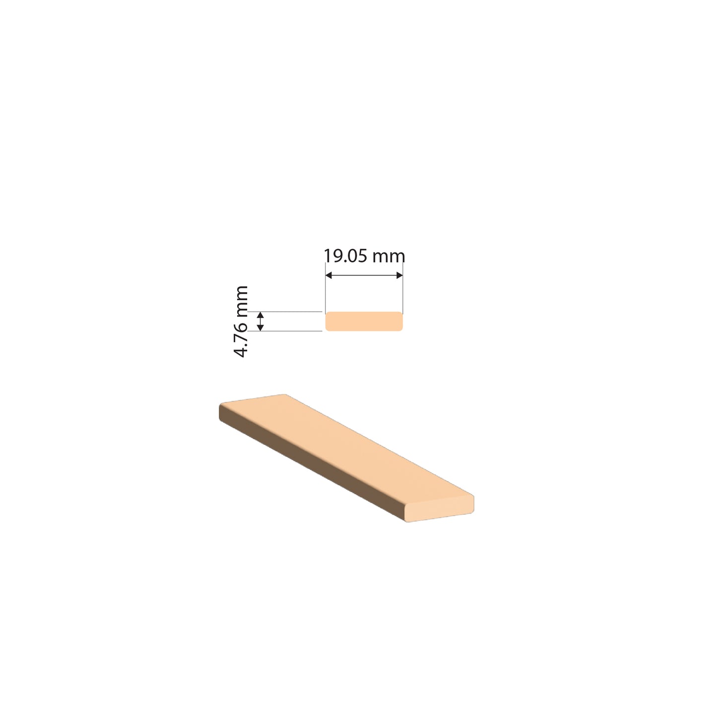 Copper Flat Bar | 19.05x4.76mm | C110 Alloy | Custom Length