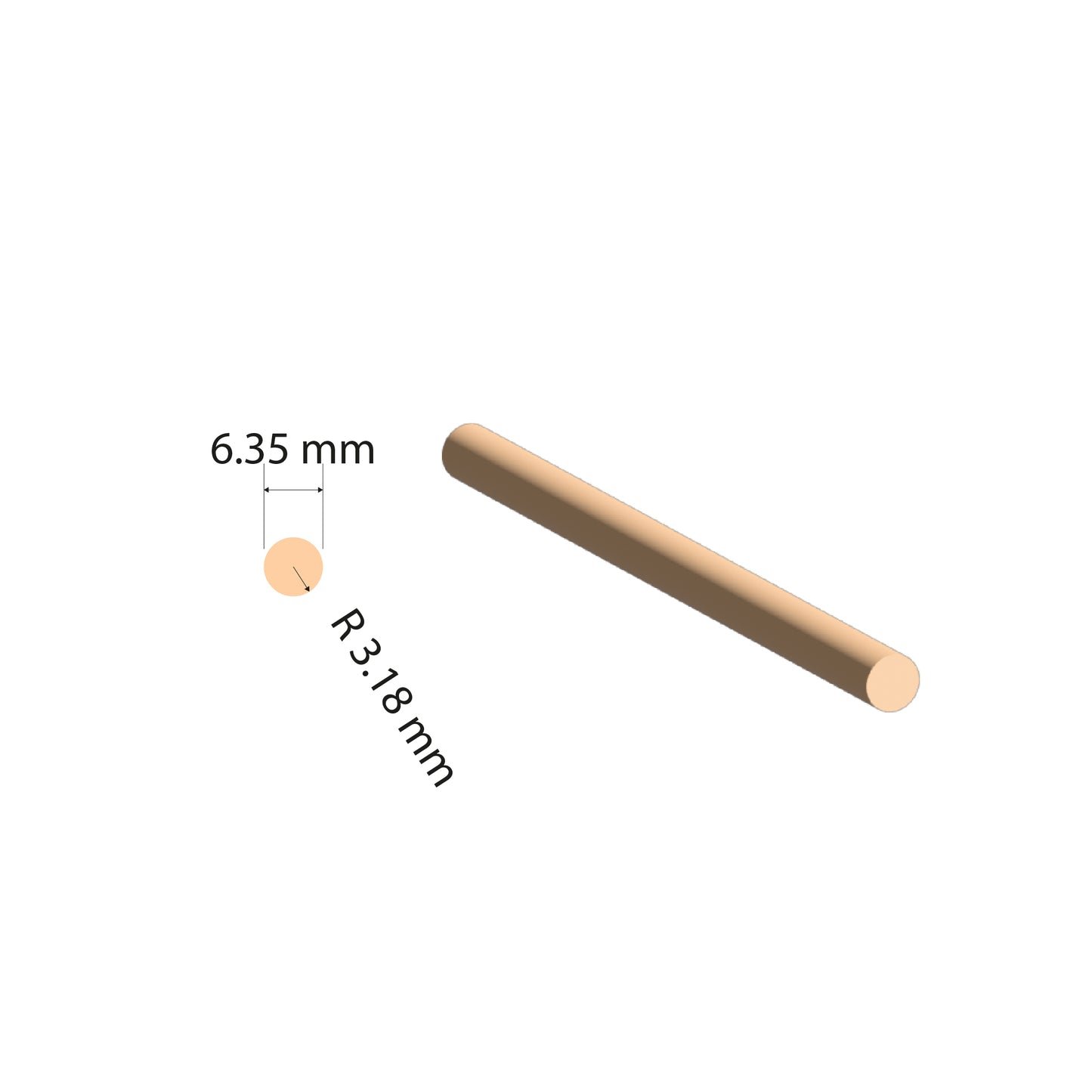 Copper Solid Rod | Ø6.35mm | C110 Alloy | Custom Length