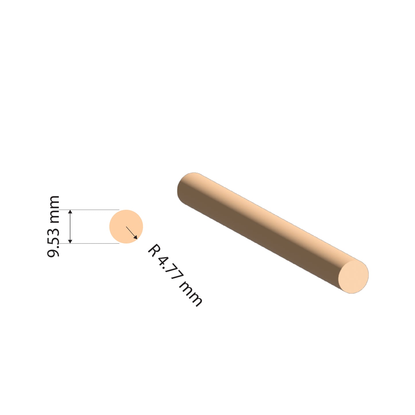 Copper Solid Rod | Ø9.53mm | C110 Alloy | Custom Length