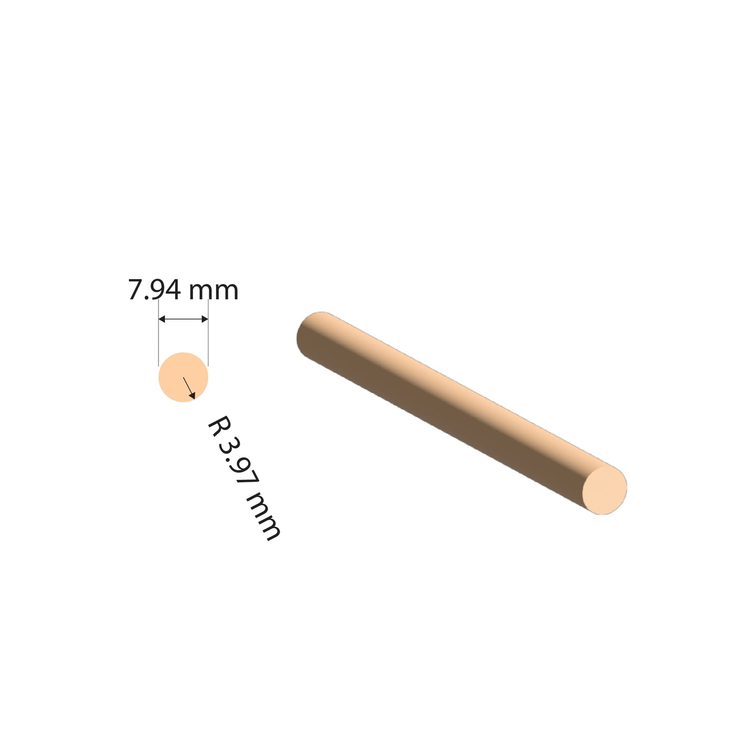 Copper Solid Rod | Ø7.94mm | C110 Alloy | Custom Length