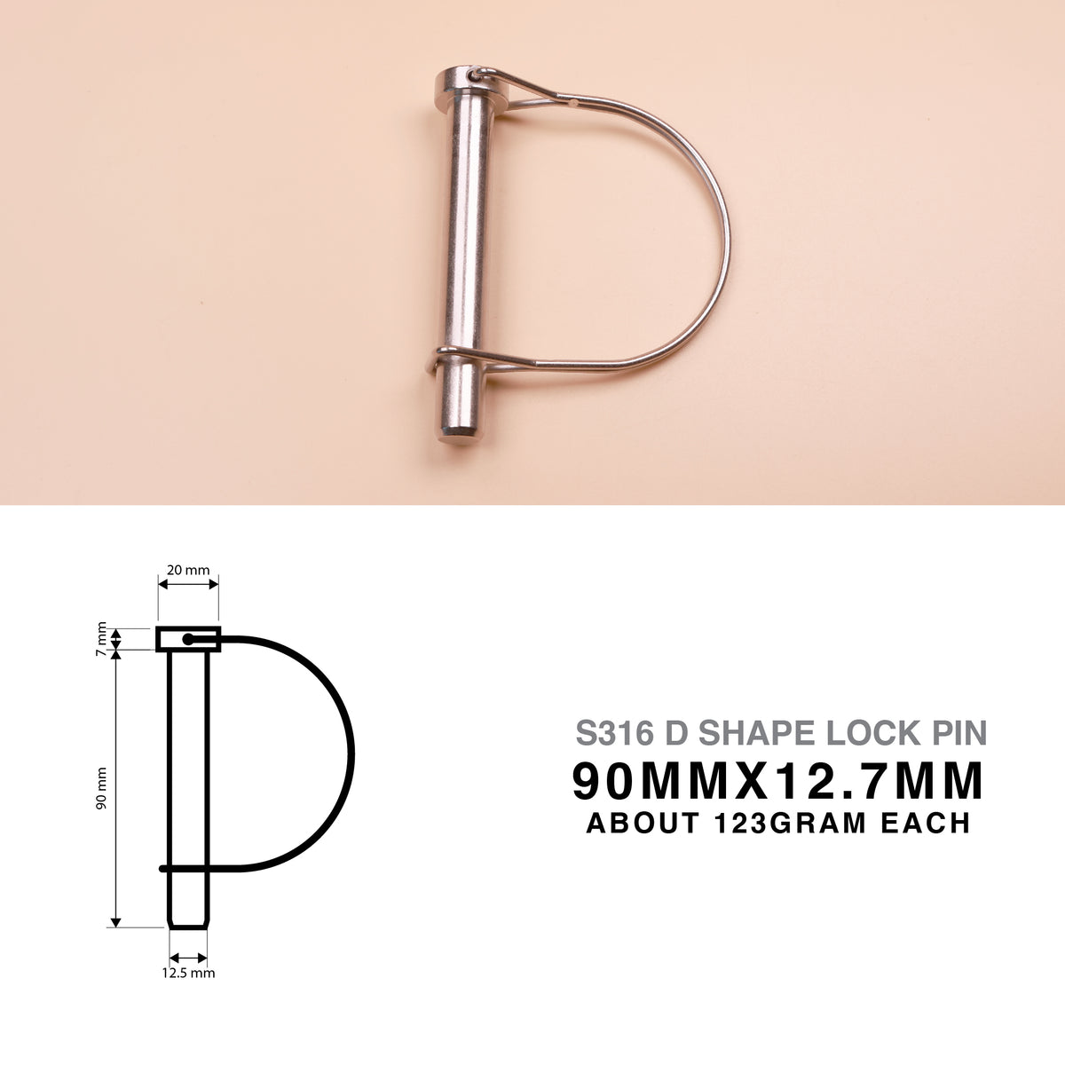 S316 Stainless Steel D Shape Wire Lock Pin – Quick Release Safety Retaining Pin