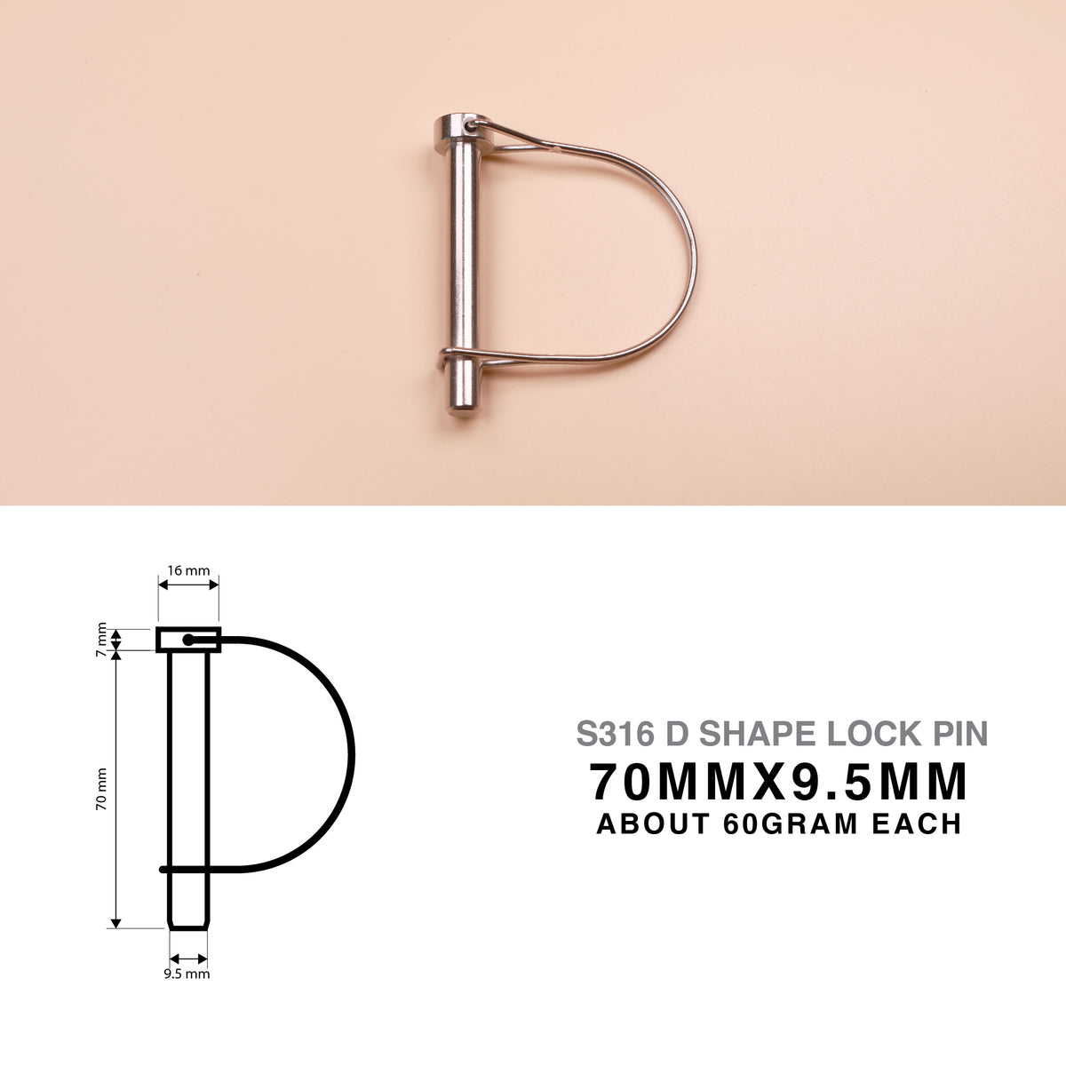 S316 Stainless Steel D Shape Wire Lock Pin – Quick Release Safety Retaining Pin