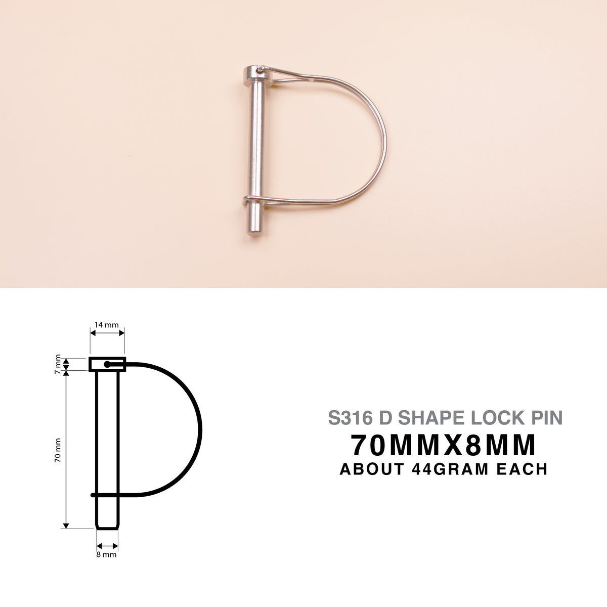 S316 Stainless Steel D Shape Wire Lock Pin – Quick Release Safety Retaining Pin
