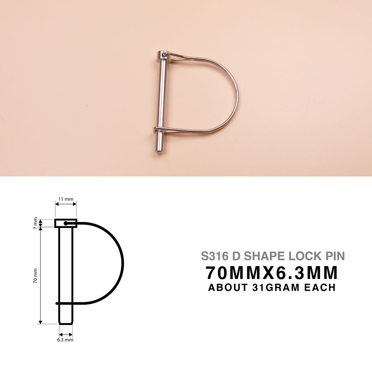 S316 Stainless Steel D Shape Wire Lock Pin – Quick Release Safety Retaining Pin
