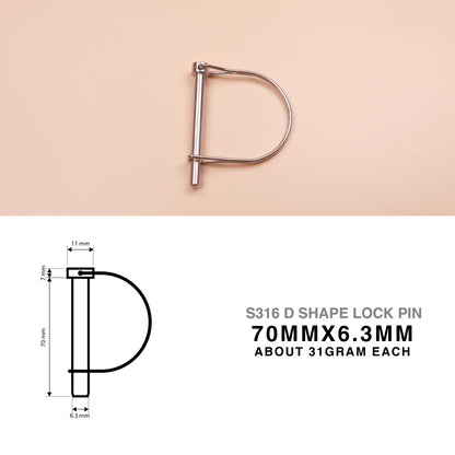 S316 Stainless Steel D Shape Wire Lock Pin – Quick Release Safety Retaining Pin