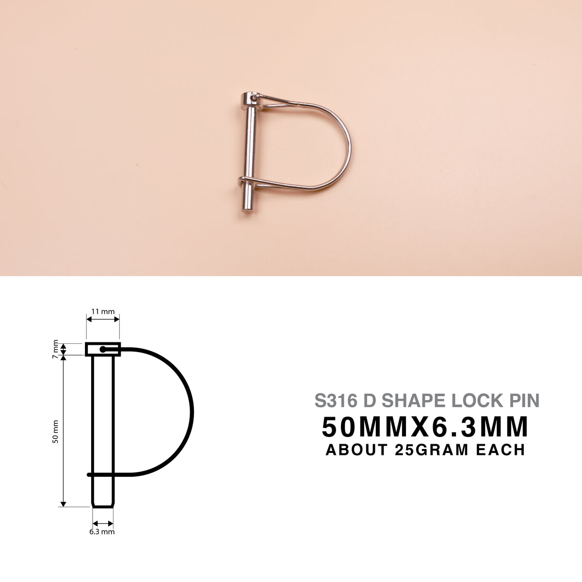 S316 Stainless Steel D Shape Wire Lock Pin – Quick Release Safety Retaining Pin