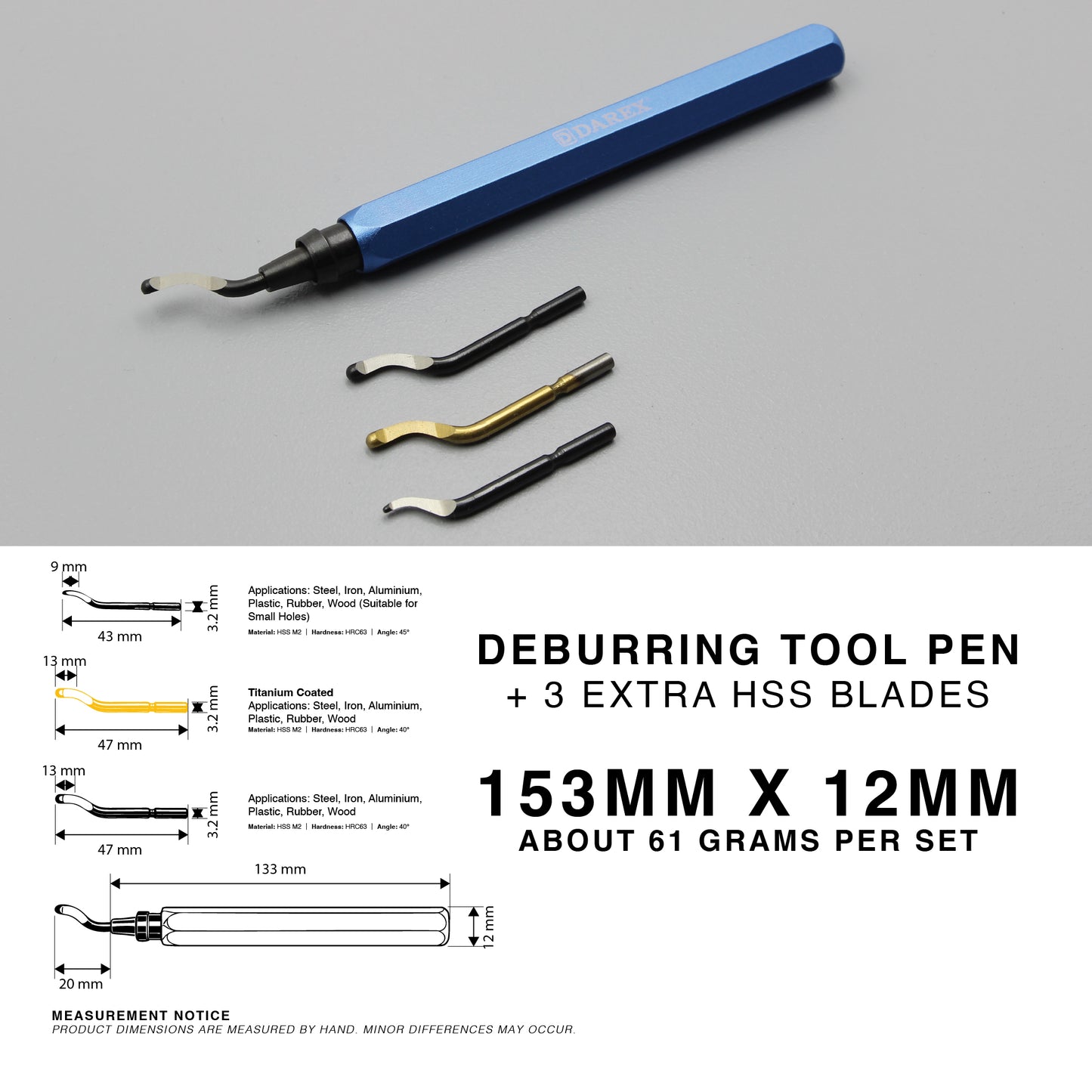 360° Deburring Tool Edge Trimmer Burr HSS Blade Remover Metal Plastic Aluminium