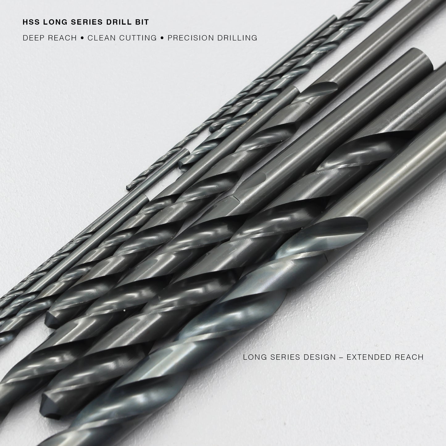 Size 1mm – 13mm | Premium HSS Long Series Drill Bits | Type N | Black