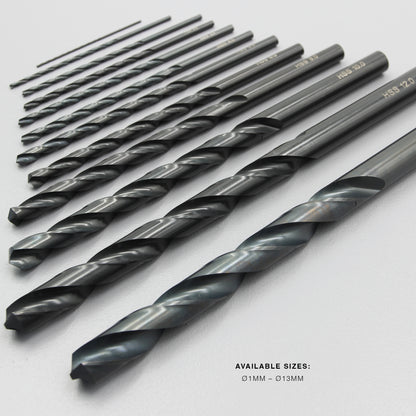 Size 1mm – 13mm | Premium HSS Long Series Drill Bits | Type N | Black