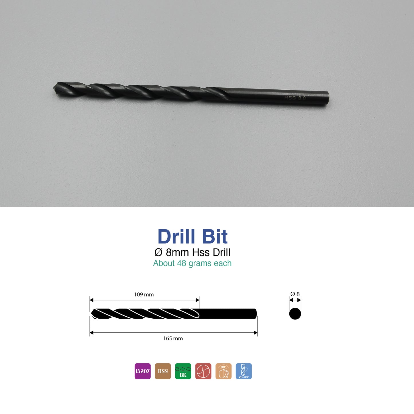 Size 1mm – 13mm | Premium HSS Long Series Drill Bits | Type N | Black