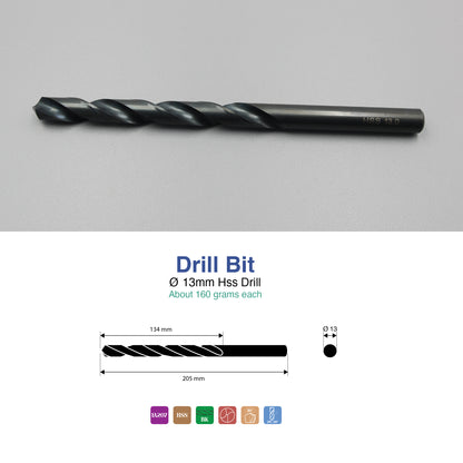 Size 1mm – 13mm | Premium HSS Long Series Drill Bits | Type N | Black