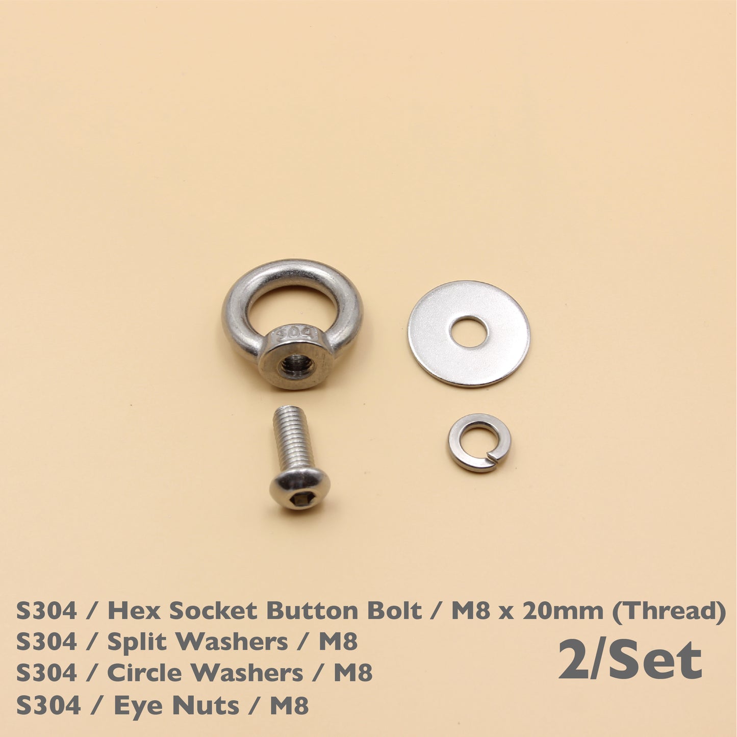 Stainless Steel Eye Nuts Heavy Duty – Rigging Tie Down Set (M6, M8, M10, M12)