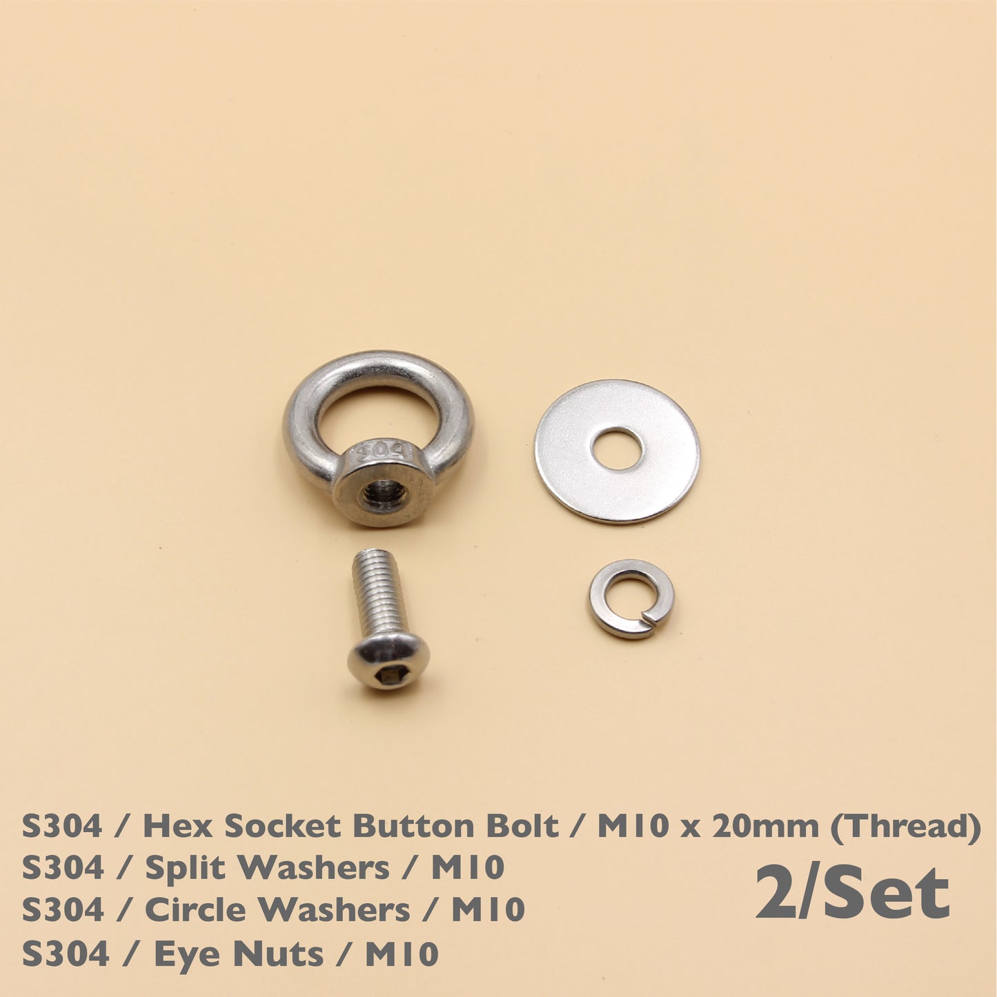 Stainless Steel Eye Nuts Heavy Duty – Rigging Tie Down Set (M6, M8, M10, M12)