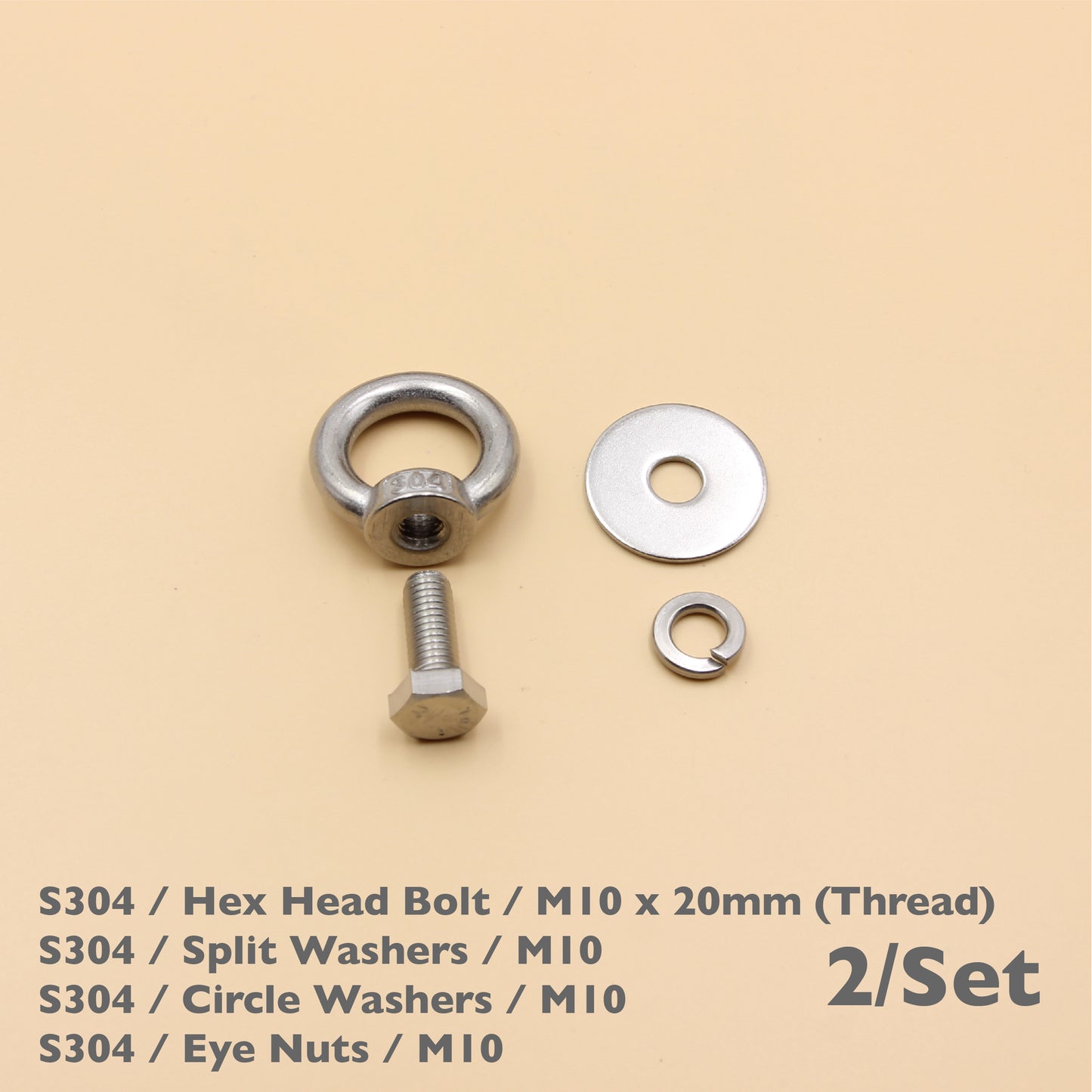 Stainless Steel Eye Nuts Heavy Duty – Rigging Tie Down Set (M6, M8, M10, M12)