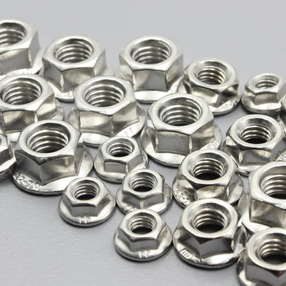 Stainless Steel Serrated Flange Nuts Metric Coarse Thread M6 M8 M10 Hex Lock Nut