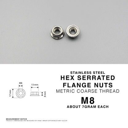 Stainless Steel Serrated Flange Nuts Metric Coarse Thread M6 M8 M10 Hex Lock Nut