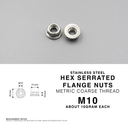 Stainless Steel Serrated Flange Nuts Metric Coarse Thread M6 M8 M10 Hex Lock Nut