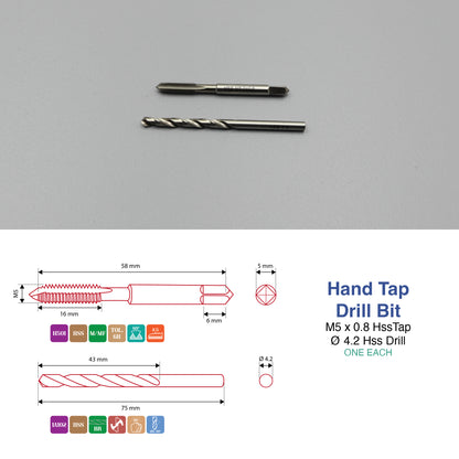 M3 M4 M5 M6 M8 M10 M12 Threading Set | HSS Metric Hand Tap + Matching Drill Bit