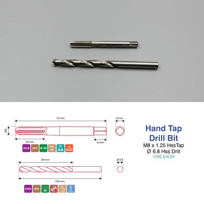 M3 M4 M5 M6 M8 M10 M12 Threading Set | HSS Metric Hand Tap + Matching Drill Bit