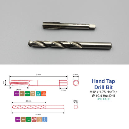 M3 M4 M5 M6 M8 M10 M12 Threading Set | HSS Metric Hand Tap + Matching Drill Bit