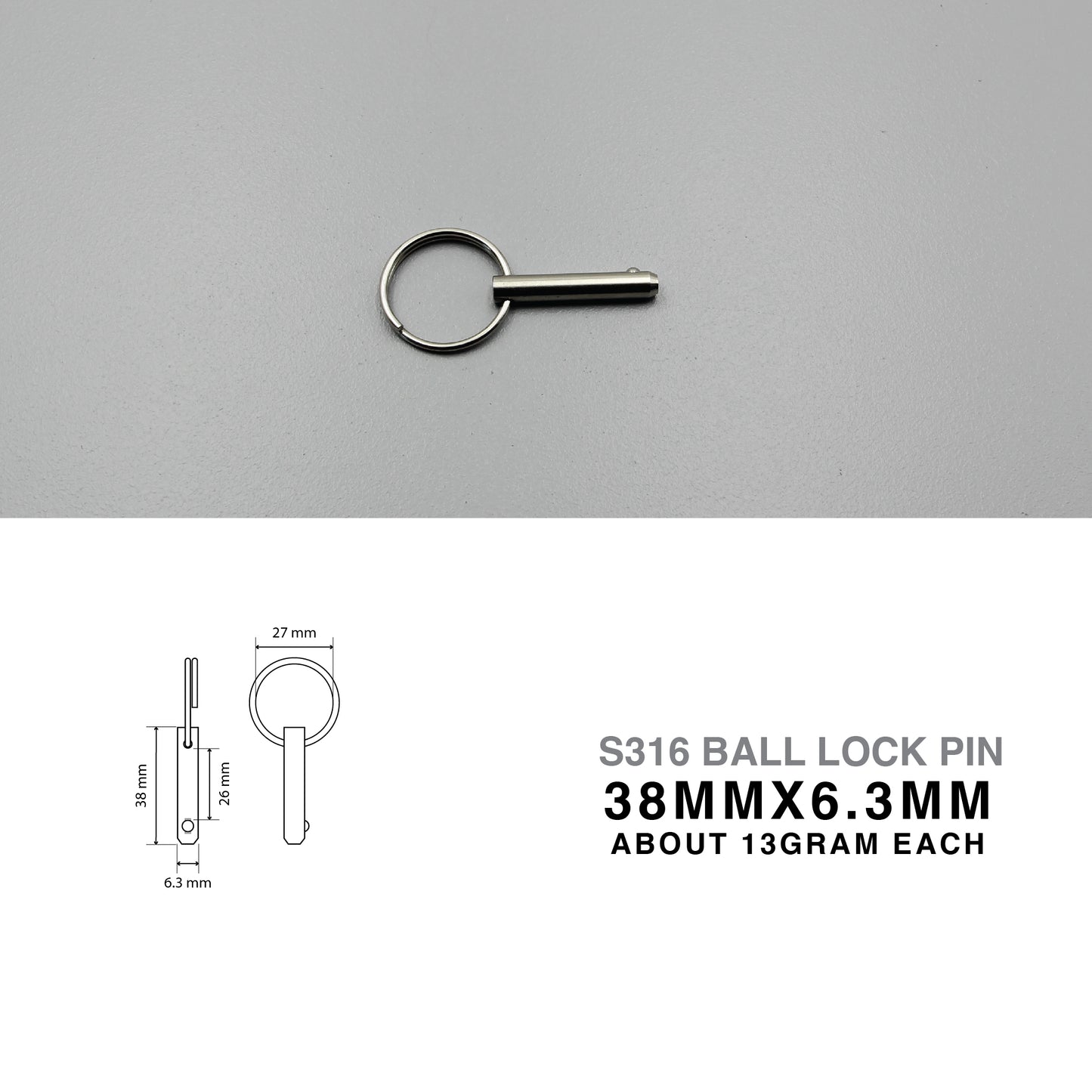 S316 Ball Lock Pin | Quick Release Spring Loaded Type (6.3mm Pin)