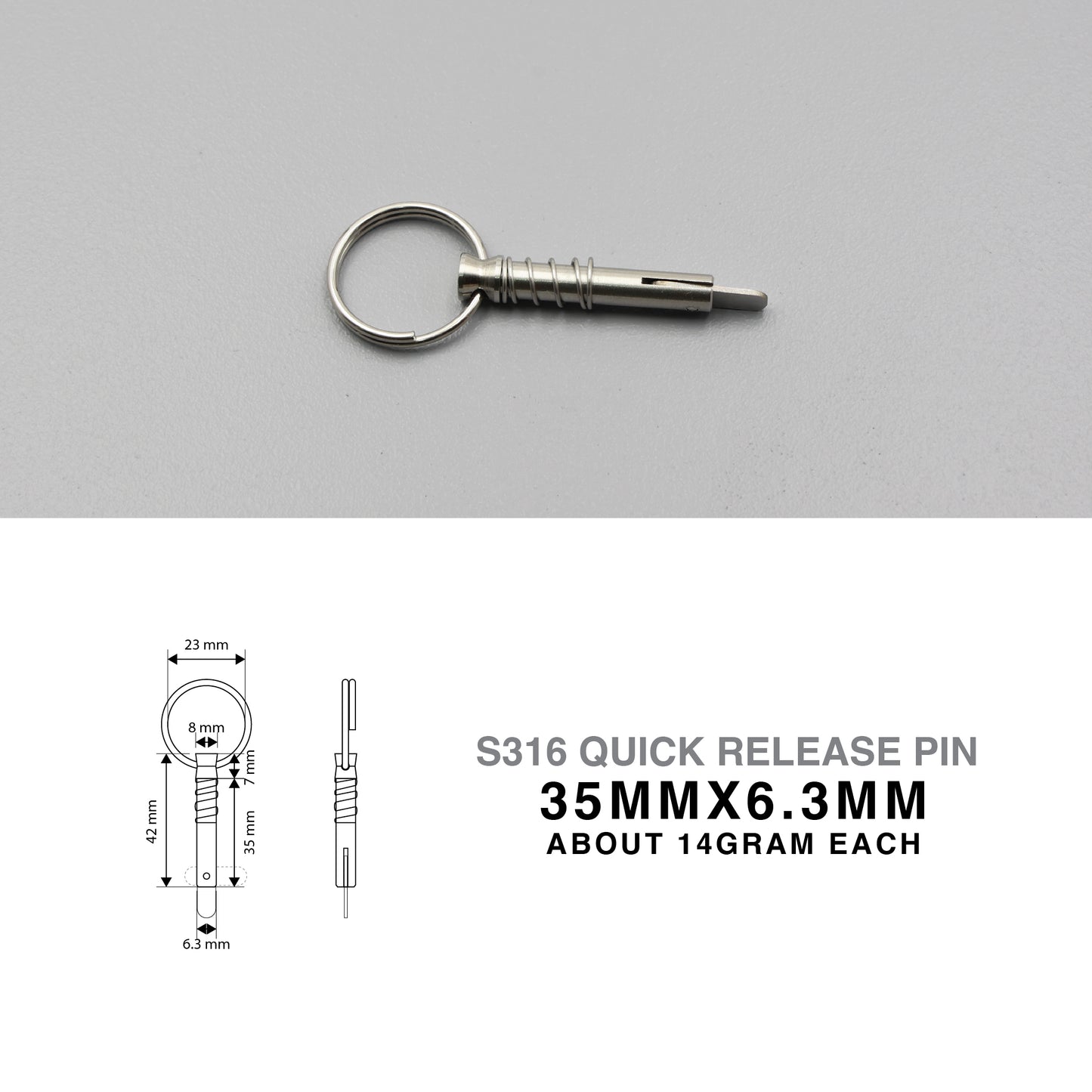 S316 Stainless Steel | Quick Release Locking Pin Spring Lock | 6.3mm
