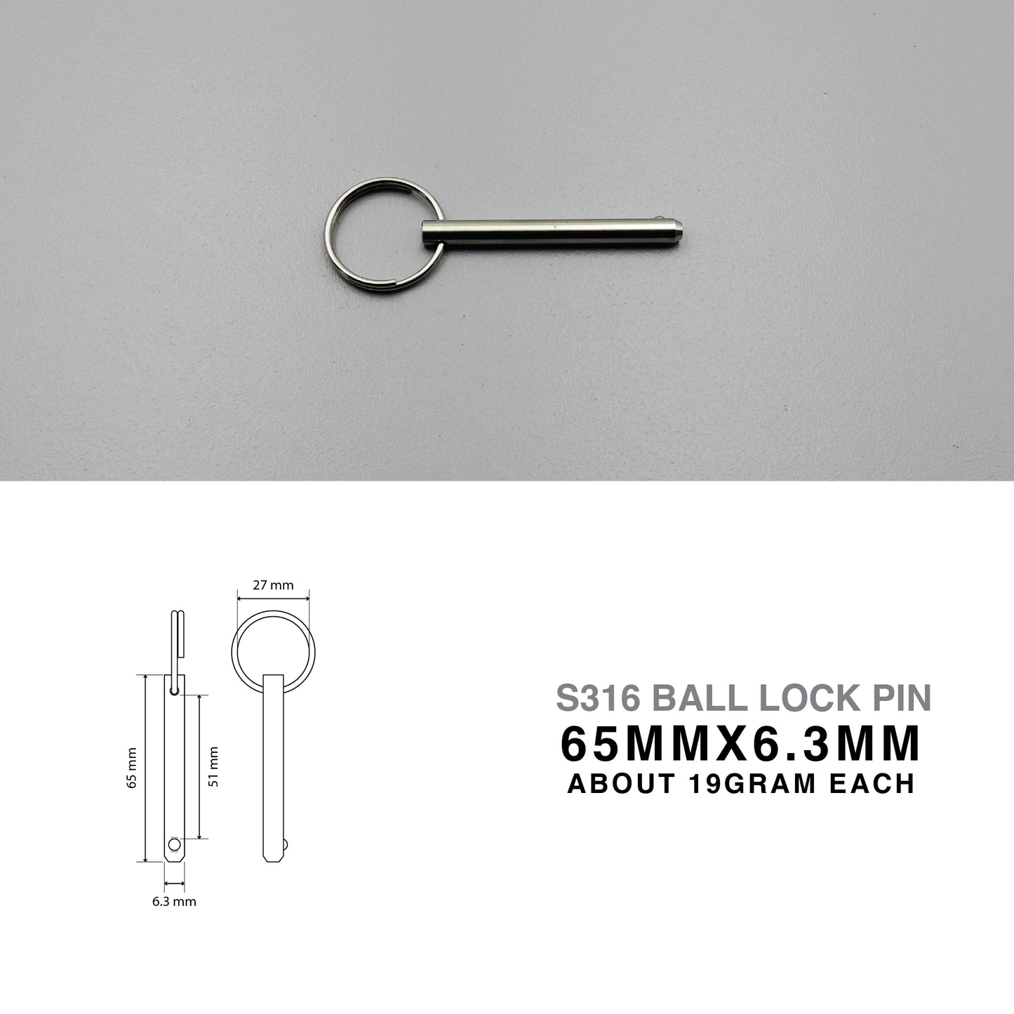 S316 Ball Lock Pin | Quick Release Spring Loaded Type (6.3mm Pin)
