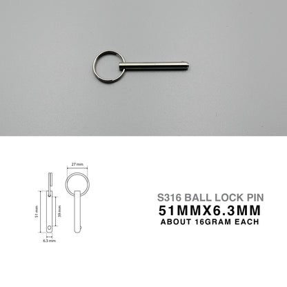 S316 Ball Lock Pin | Quick Release Spring Loaded Type (6.3mm Pin)