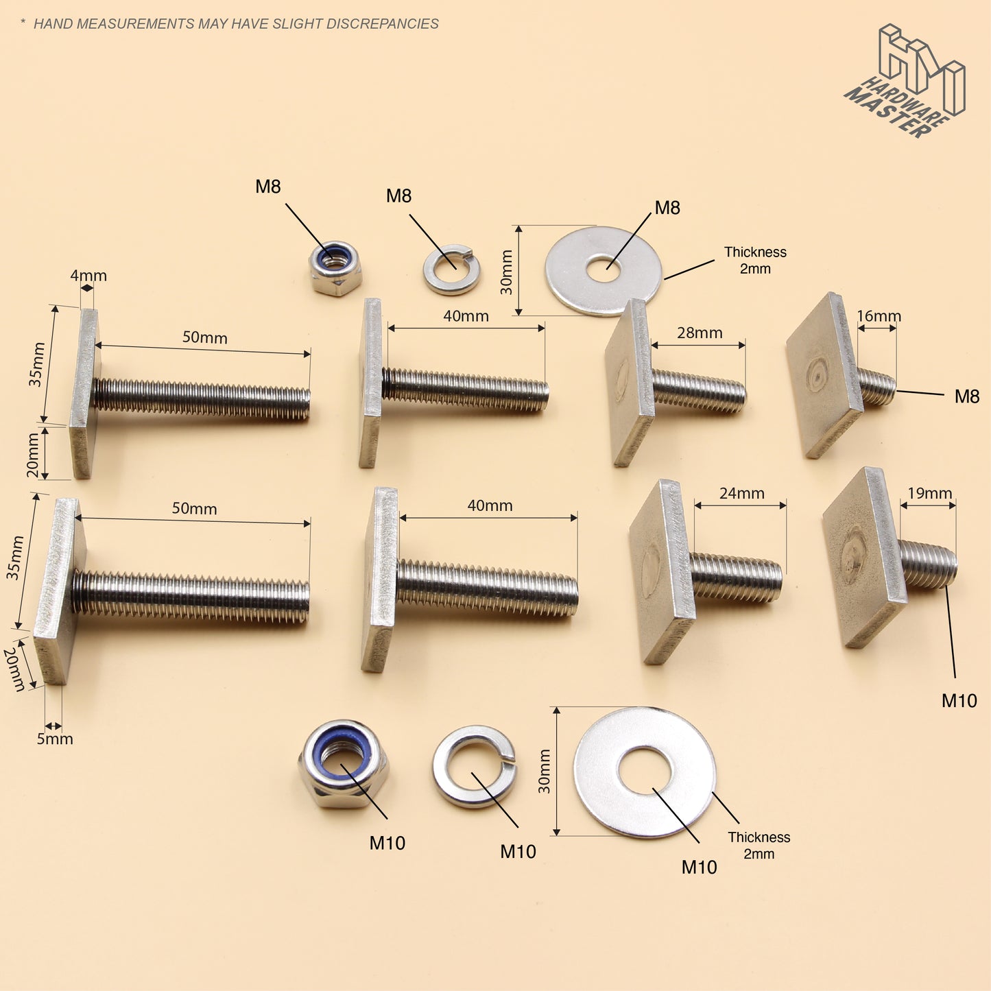Unistrut / Strut Channel T-Bolt Fixing Kit – Anti-Loosen Nylock Nut Set (M8 / M10)