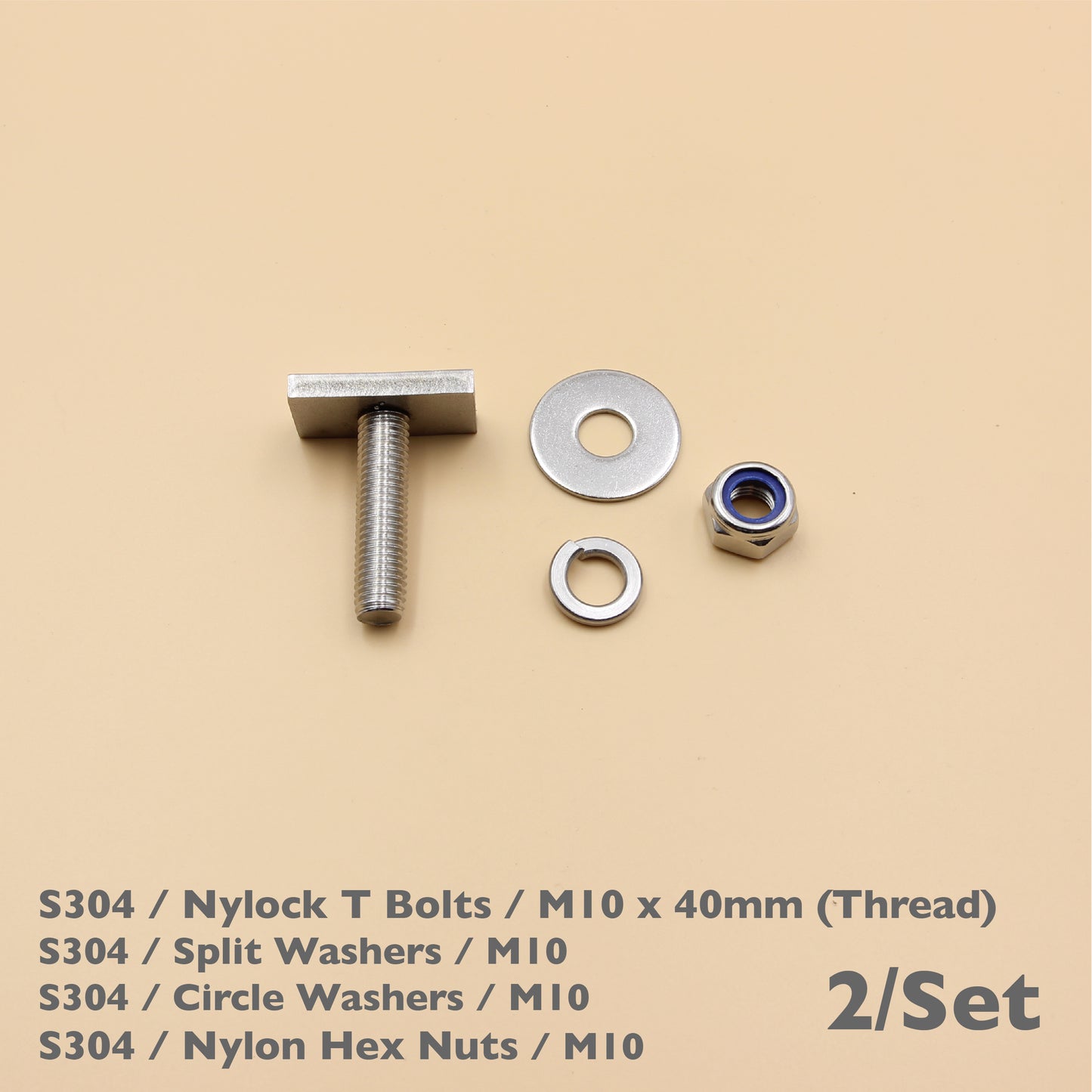 Unistrut / Strut Channel T-Bolt Fixing Kit – Anti-Loosen Nylock Nut Set (M8 / M10)