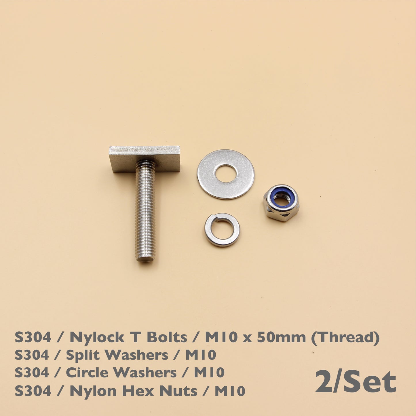 Unistrut / Strut Channel T-Bolt Fixing Kit – Anti-Loosen Nylock Nut Set (M8 / M10)
