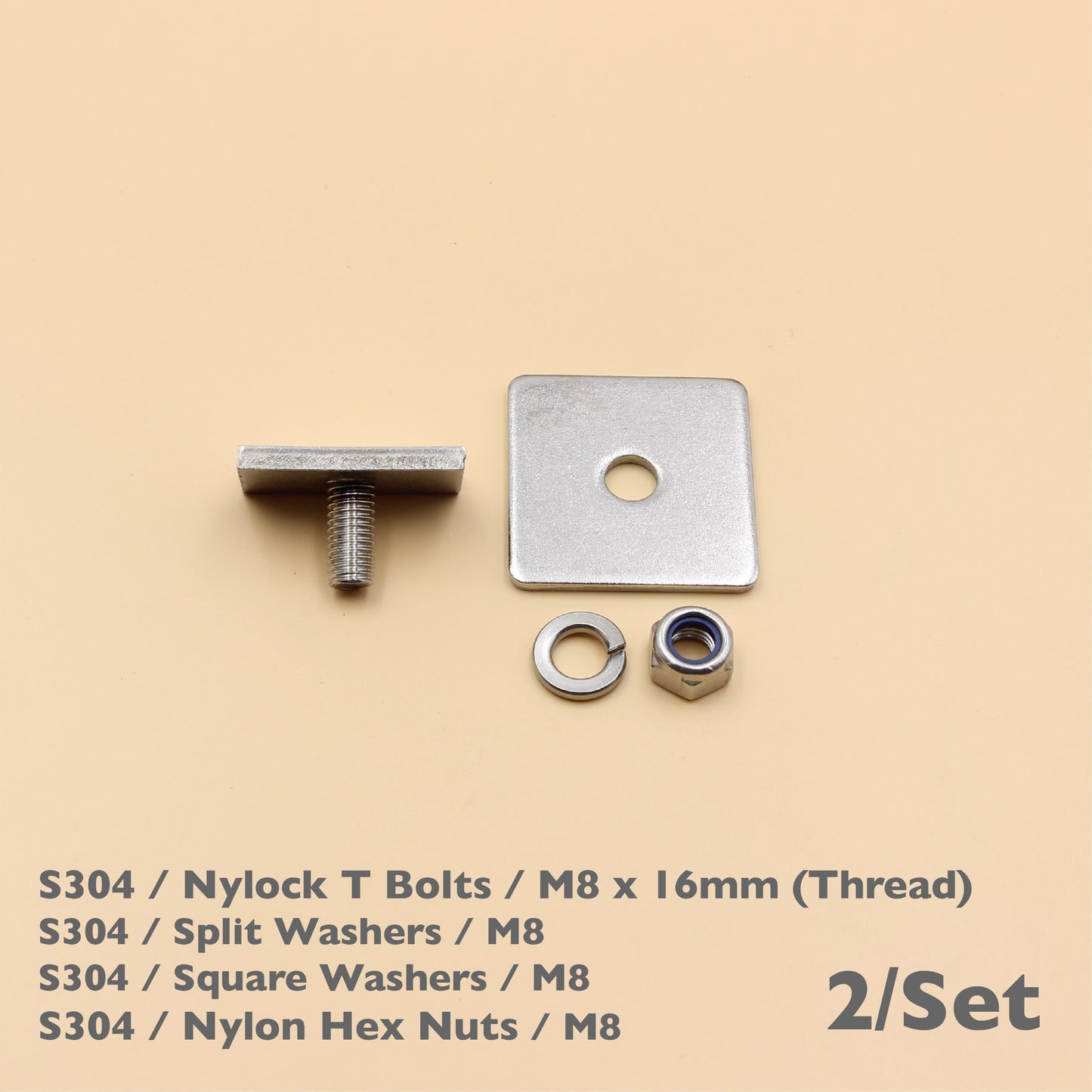 Unistrut / Strut Channel T-Bolt Fixing Kit – Anti-Loosen Nylock Nut Set (M8 / M10)