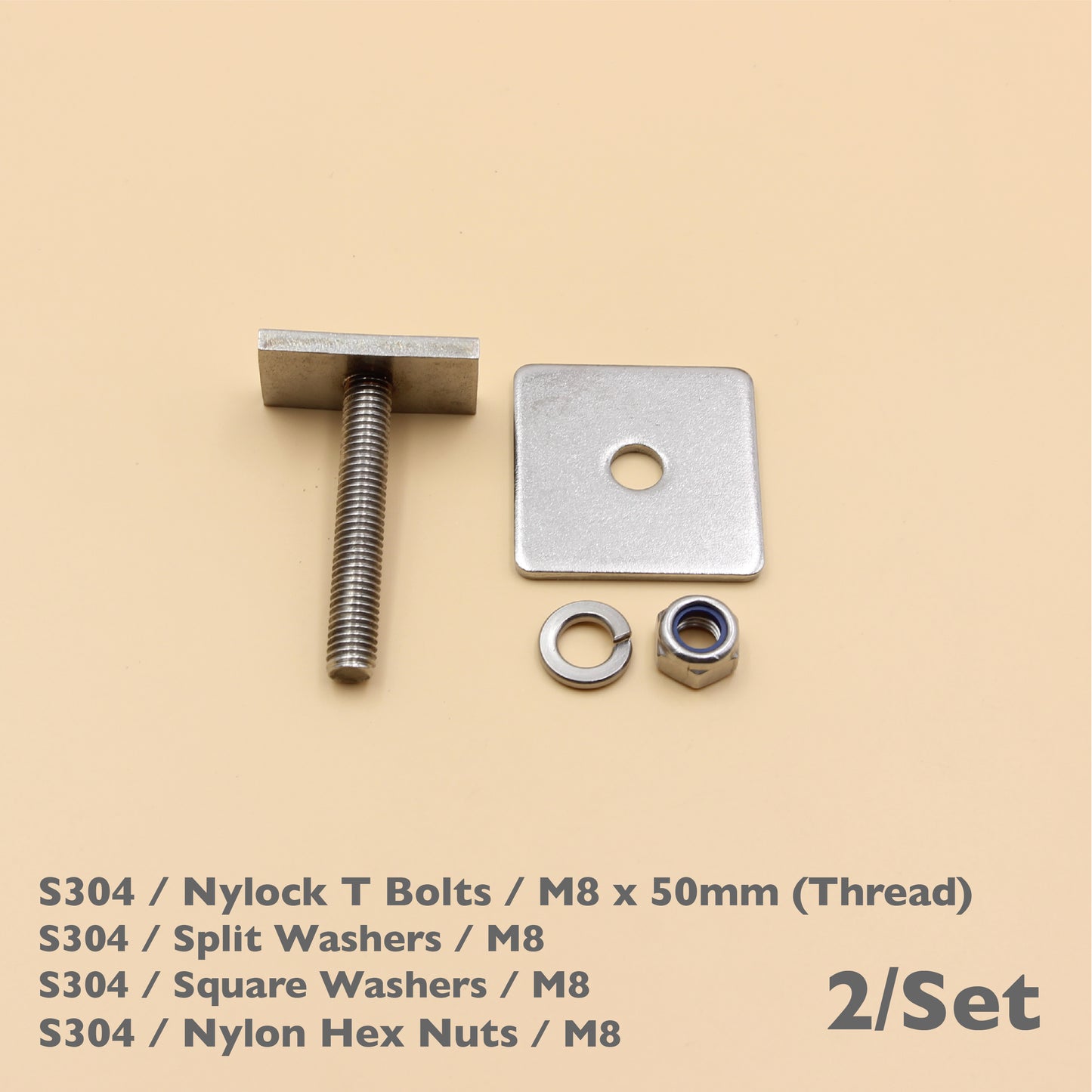 Unistrut / Strut Channel T-Bolt Fixing Kit – Anti-Loosen Nylock Nut Set (M8 / M10)