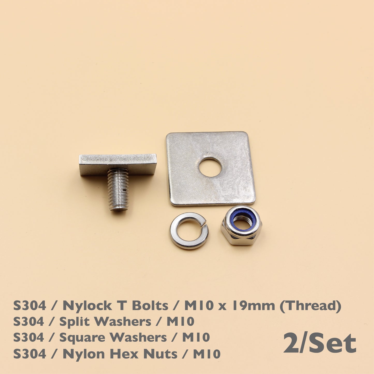 Unistrut / Strut Channel T-Bolt Fixing Kit – Anti-Loosen Nylock Nut Set (M8 / M10)